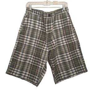 Sonoma mens chino shorts size 36 green white plaid high rise dad classic golf